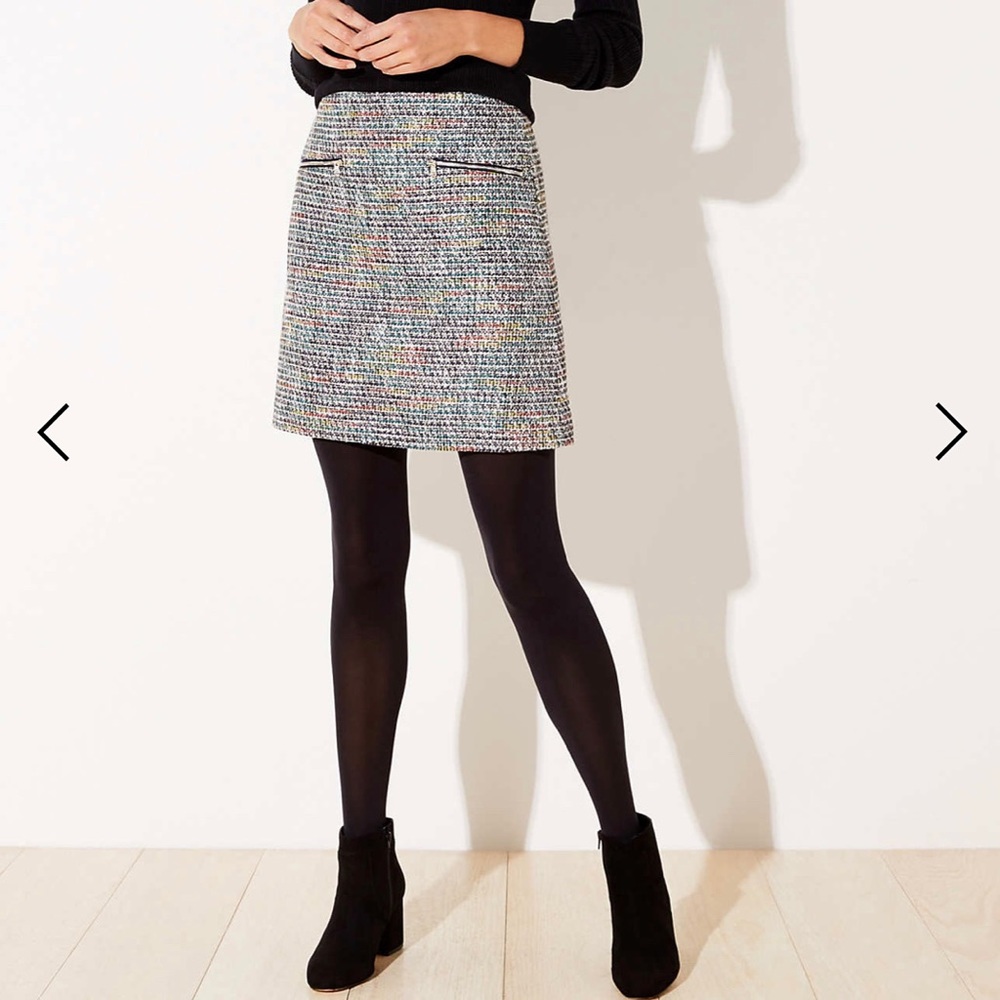 LOFT Tweed Zip Pocket Shift Skirt